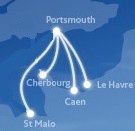 Ferries from Portsmouth to France There are currently 6 ferries sailing from Portsmouth to France. Brittany ferries sail to Caen, Cherbourg, Le Havre and St Malo from Portsmouth. LD Lines opperate one daily ferry from Portsmouth to Le Havre in France and Condor Ferries have a weekly sailing from Portsmouth to Cherbourg.